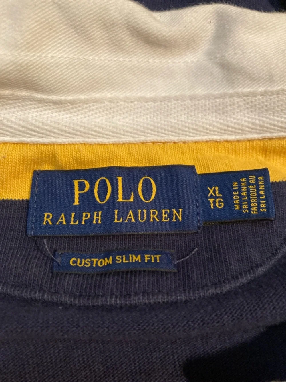 Polo Ralph Lauren Navy and Yellow Striped Rugby Shirt